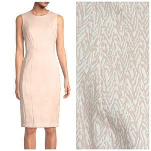 Calvin Klein Pink Jacquard Stretch Sleeveless Sheath Dress Size 16